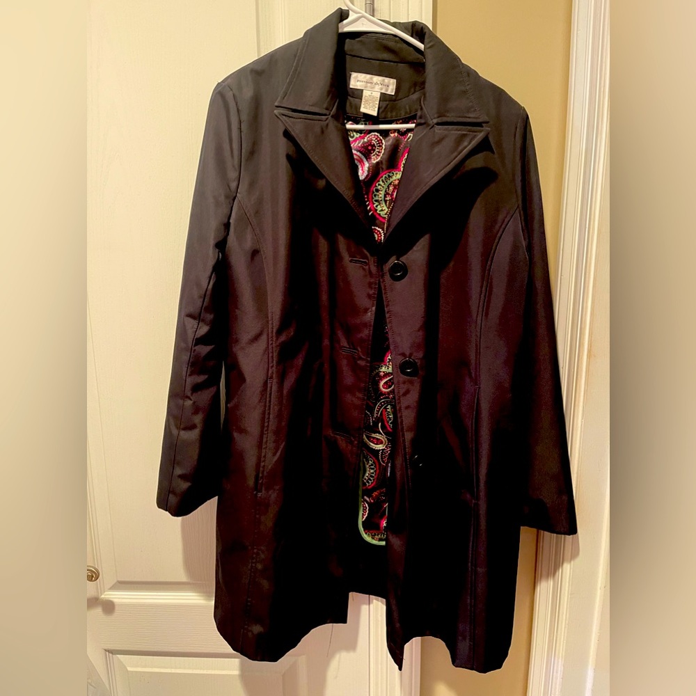 Black Trench Coat with zippered removable liner Preston York